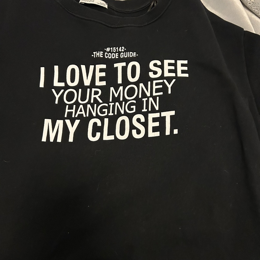 Zara Black Sweatshirt with White Text